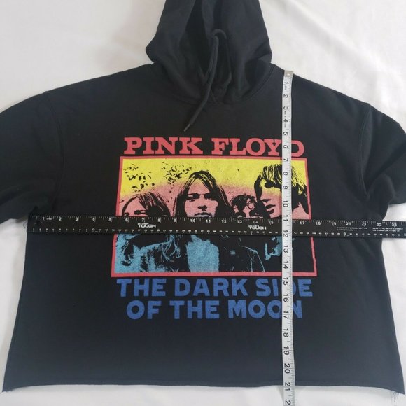 Pink Floyd Sweatshirt Size L Crop Top Dark Side Of The Moon Hoodie Black - Picture 5 of 6
